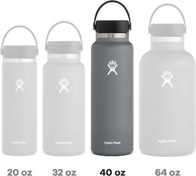 Hydro Flask Wide Mouth Μπουκάλι Θερμός Ανοξείδωτο BPA Free Γκρι 1lt