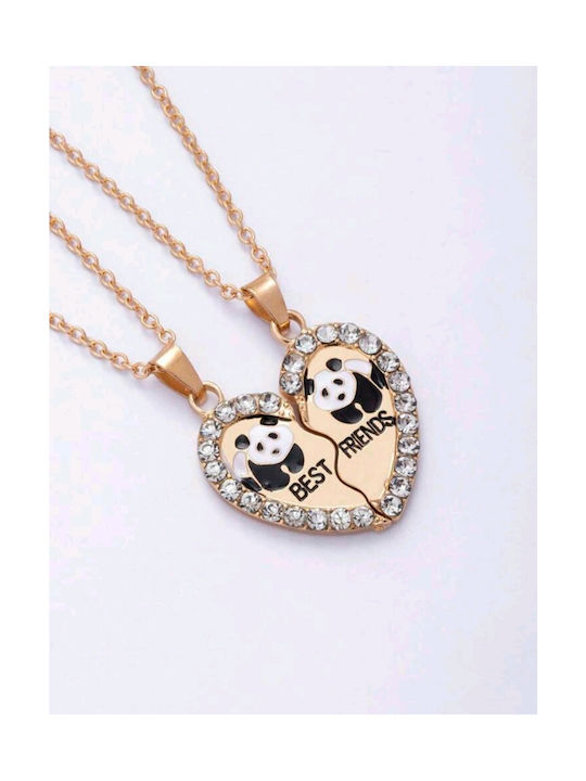 Panda Halskette Beste Freunde aus Vergoldet Stahl