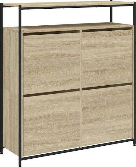 Holz Schuhschrank mit 4 Regalen Beige L100xW34xH112cm