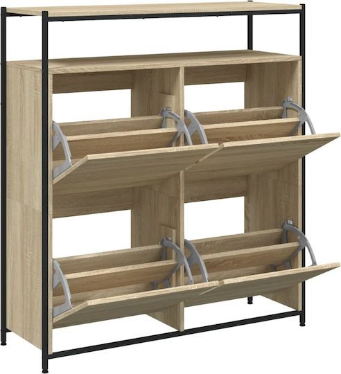Holz Schuhschrank mit 4 Regalen Beige L100xW34xH112cm