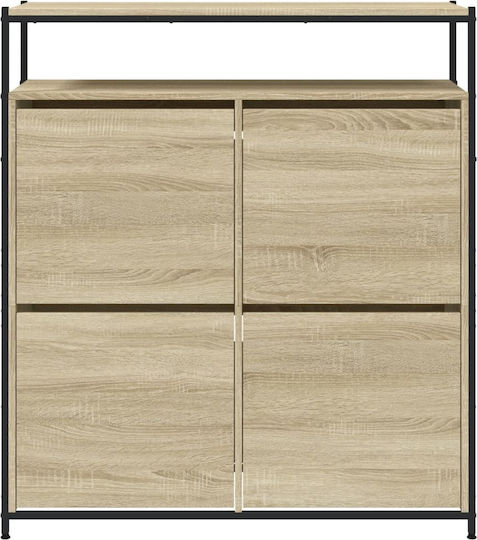 Holz Schuhschrank mit 4 Regalen Beige L100xW34xH112cm