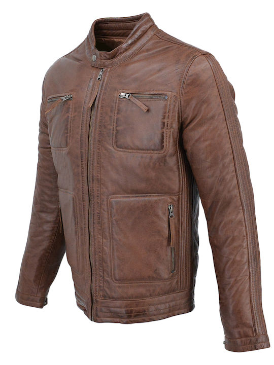 Δερμάτινα 100 Cognac Men's Winter Leather Jacket Cognac