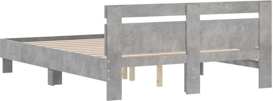 Легло Двойно Дървено Grey Concrete с Ламели за Матрак 140x190см