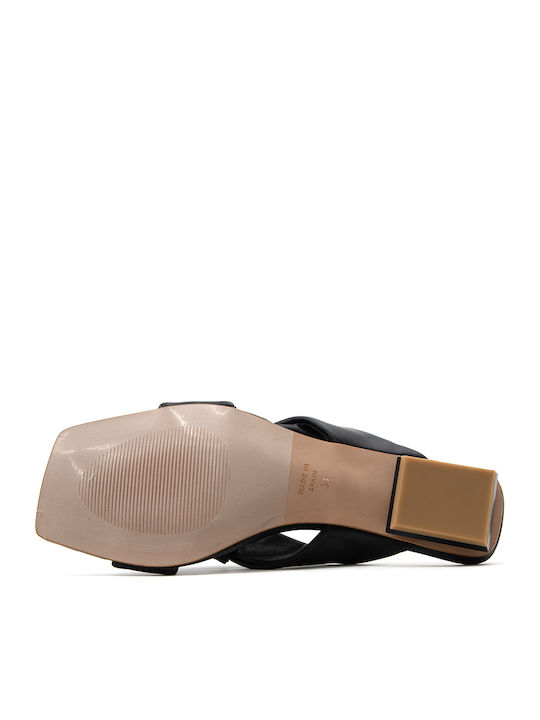 Leder Flache Sandalen für Damen in Schwarz Farbe