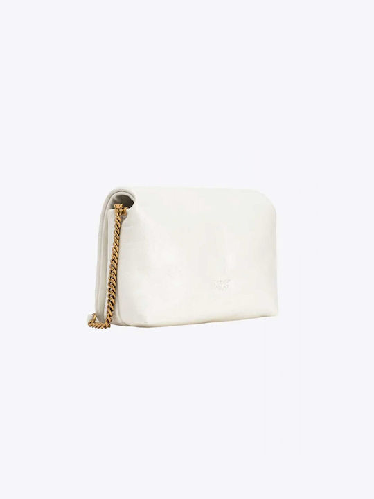 Pinko Love Click Puff Classic Din piele Geantă de damă Crossbody Albă