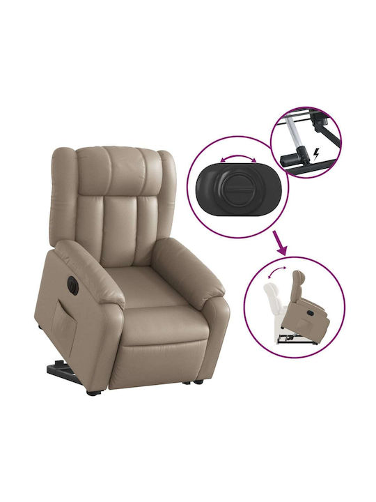Relax Armchair with Footstool from Leatherette Beige 78x92x98cm