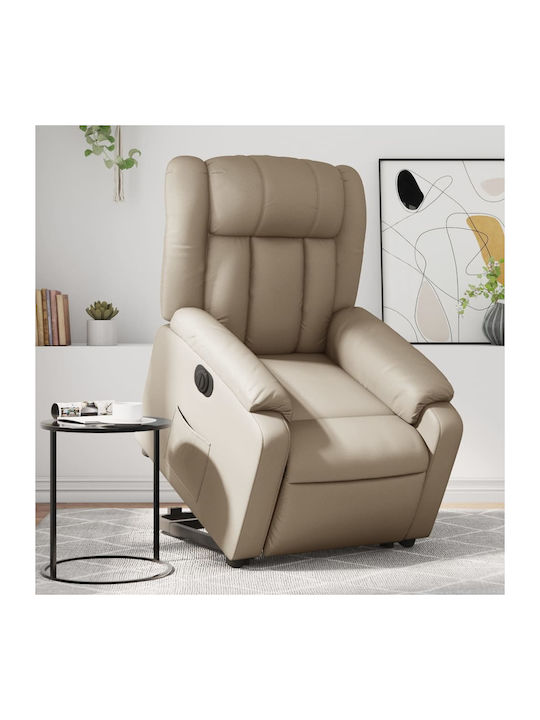Relax Armchair with Footstool from Leatherette Beige 78x92x98cm