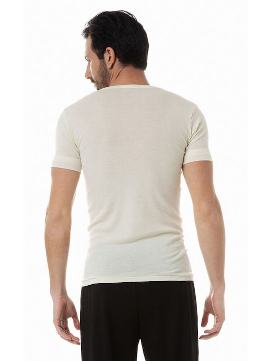 Men's Undershirt Short-sleeved in Beige Color