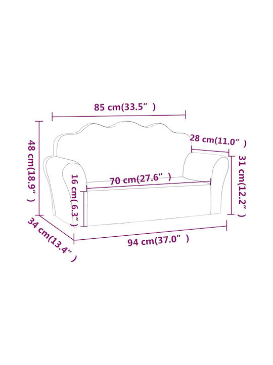 Sofa with Armrests Gray 94x34x48cm