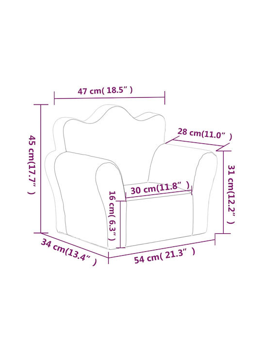 Sofa with Armrests Pink 54x34x45cm