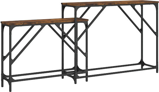 Конзолна маса от Дърво & Метал Опушен дъб Д180xШ28xВ75cm