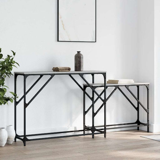 Console Table Wood & Metal Grey Sonoma L180xW28xH75cm