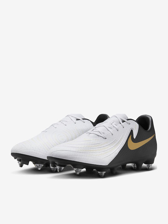 Nike Phantom GX 2 Academy Football Shoes with Cleats White / Metallic Gold Coin / Black