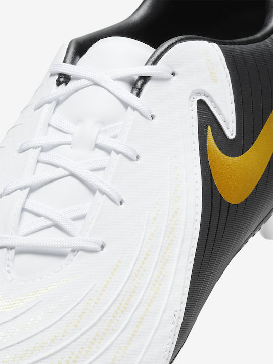 Nike Phantom GX 2 Academy Football Shoes with Cleats White / Metallic Gold Coin / Black
