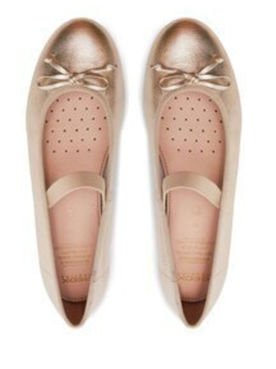 Kids Anatomic Leather Ballerinas PLIE' with Elastic Strap Gold