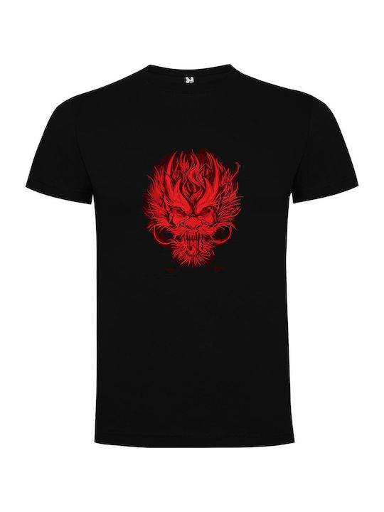 iLovePrints Crimson Dragon Fury T-shirt Black Cotton