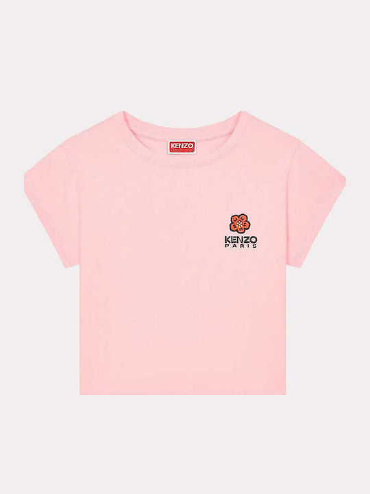 Boke Flower Crest Women's Crop T-shirt Floral Pink