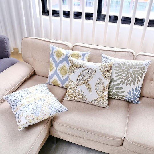 Decorative Pillow Case Beige Gray Yellow 4 pcs 40x40 cm