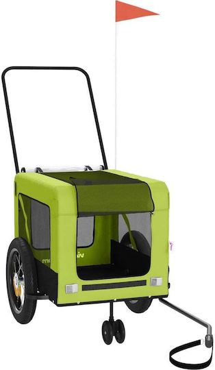 vidaXL Remorcă bicicletă pentru transport câine până la 45kg Verde M135xL73.5xA68.5cm.