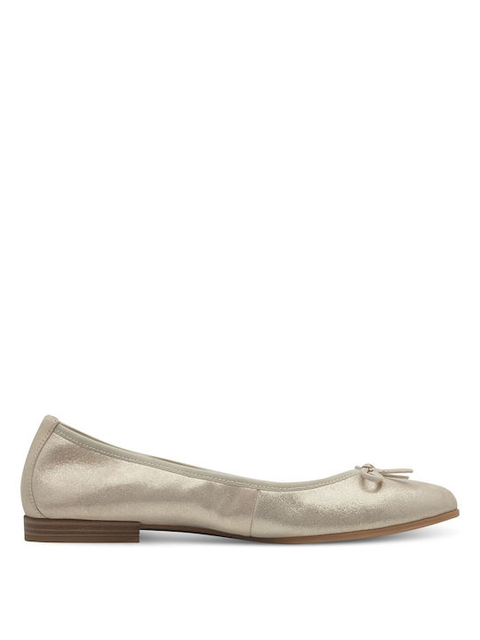 Tamaris Leather Ballerinas Champagne