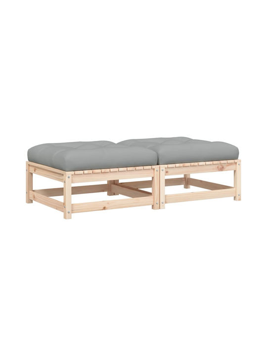 Scaun De Grădină Din Lemn Cub Pentru Exterior Cu Pernă 2 Bucăți 70x70x30cm