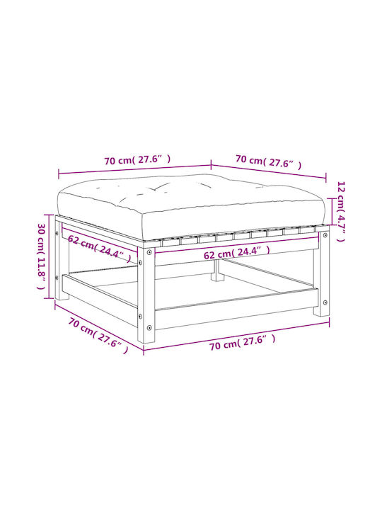 Wooden Cube Garden Stool with Cushion 2 Pieces 70x70x30cm