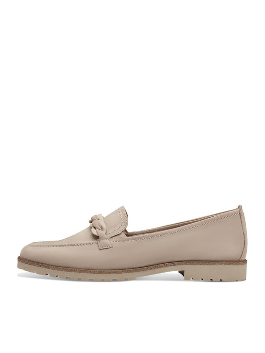 Leather Women's Moccasins in Beige Color