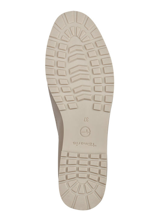 Leather Women's Moccasins in Beige Color