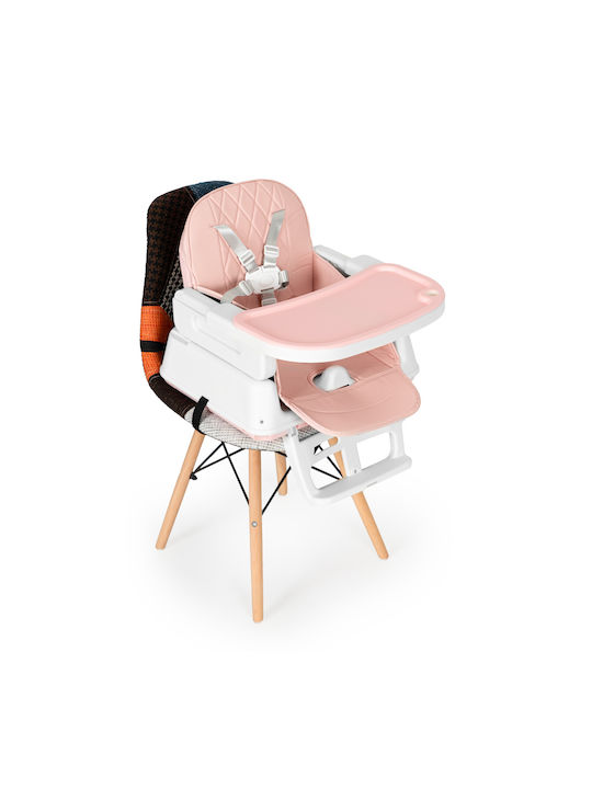 Ecotoys Αναδιπλούμενο Καρεκλάκι Φαγητού 3 in 1 με Ρυθμιζόμενο Ύψος Ροζ