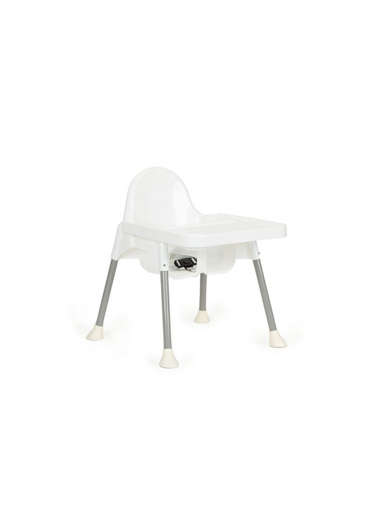 Ecotoys Scaun Înalt De Masă Bebe 2 În 1 Cu Înălțime Reglabilă Alb