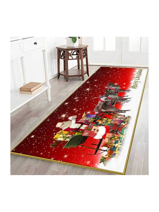 Coro-tt01 Rectangular Kitchen Mat with Anti-slip Underlay Red 180x60εκ.