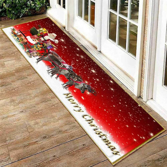 Coro-tt01 Rectangular Kitchen Mat with Anti-slip Underlay Red 180x60εκ.