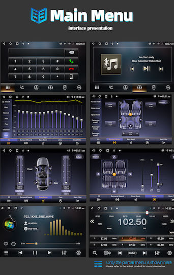 Car Audio System 2DIN (Bluetooth/USB/WiFi/GPS/Apple-Carplay/Android-Auto) with Touch Screen 9"
