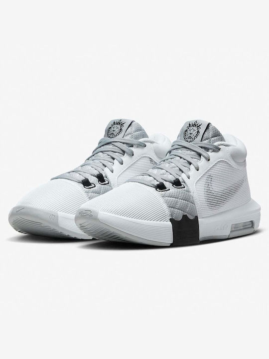 Nike LeBron Witness VIII Висока Баскетболни обувки White / Light Smoke Grey / Black