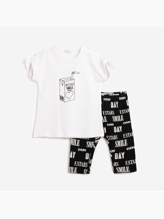 Funky Kinder Set mit Leggings Sommer 2Stück White/Black