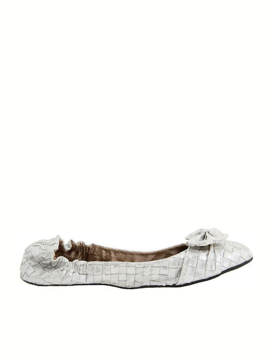 Footzyfolds Damen Ballerinas in Silber Farbe