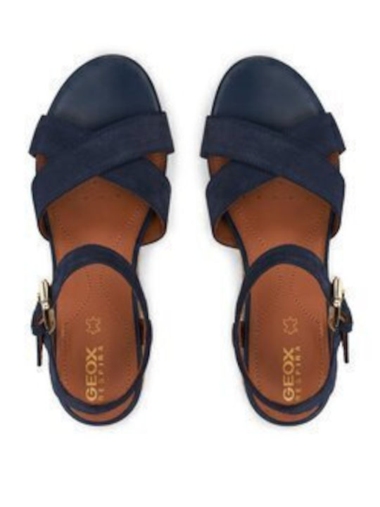 D Ischia Corda Women's Ankle Strap Platforms Navy Blue