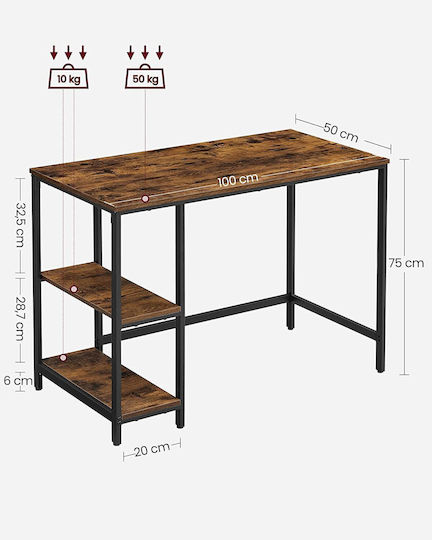 Birou Din Lemn Maro Cu Picioare Metalice 100x50x75cm