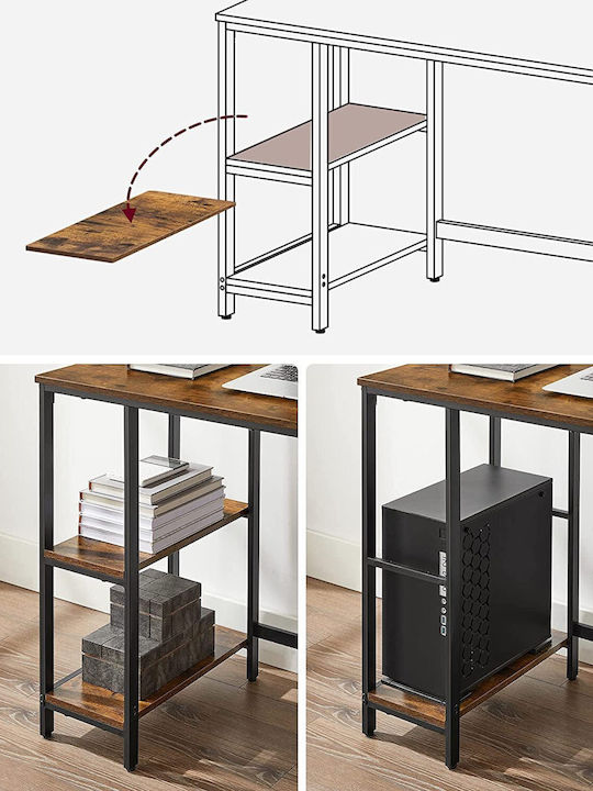 Desk Wooden Brown with Metal Legs 100x50x75cm