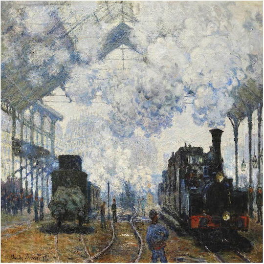 Claude Monet's Arrival Of The Normandy Train (1877) Πίνακας σε Καμβά 90x90cm