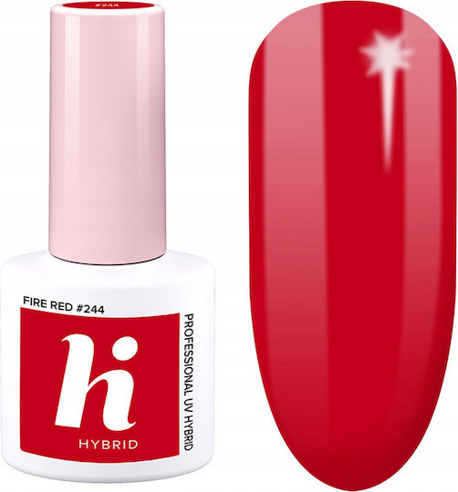 Hi Hybrid Glossy Βερνίκι Νυχιών Μακράς Διαρκείας 244 Fire Red 5ml