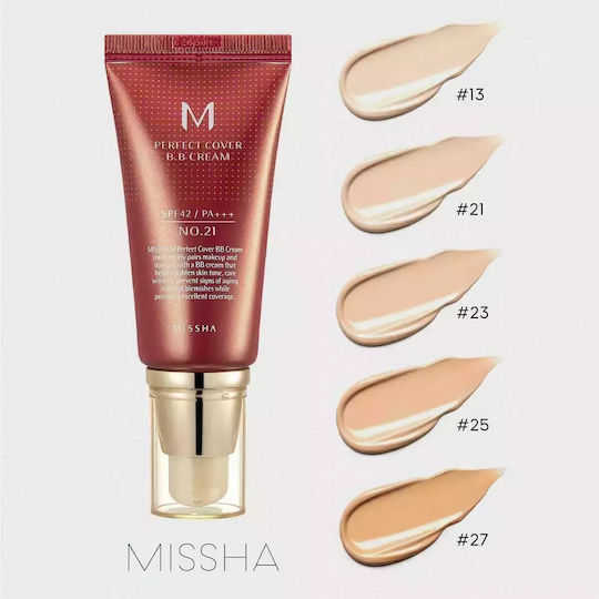Missha M Perfect Cover BB- 27 Honey Beige Creme Gesicht Tag mit SPF42 50ml