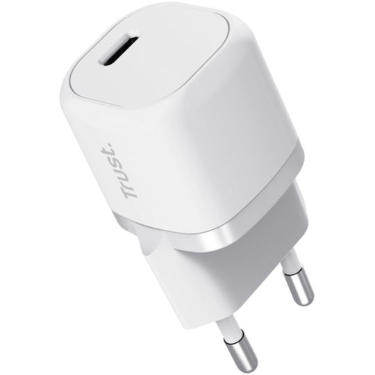 Trust Φορτιστής Χωρίς Καλώδιο με Θύρα USB-C 20W Power Delivery Λευκός (Maxo)