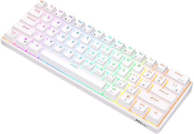 Royal Kludge RK61 Wireless Gaming Mechanical Keyboard 60% with Custom Red switches and RGB lighting (English US) White