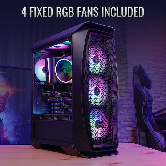 Aerocool Aero One Frost Gaming Midi Tower Computer Case with Side Window and RGB Lighting Black