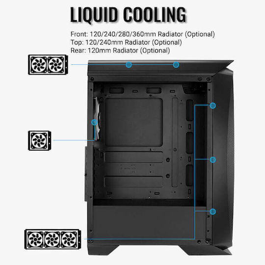 Aerocool Aero One Frost Gaming Midi Tower Computer Case with Side Window and RGB Lighting Black