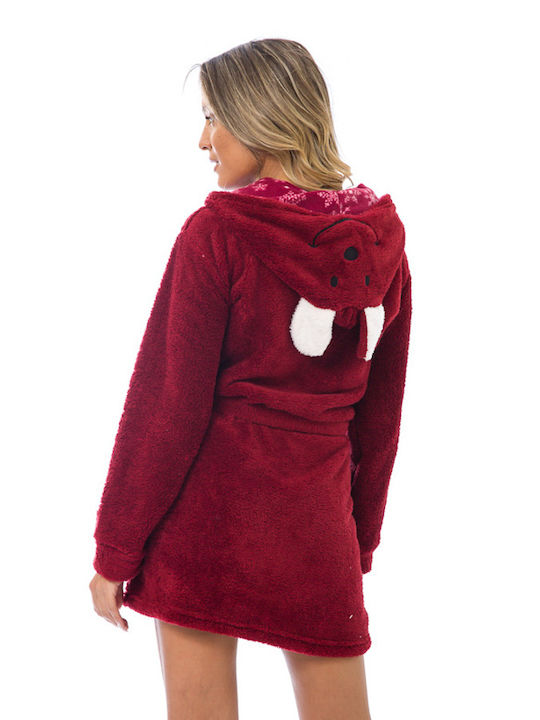 Women's Fleece Robe (6210) - Bordeaux