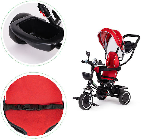 Ecotoys Kids Tricycle with Parental Handle for 1-5 Years Red-Black