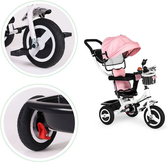 Ecotoys Kinderdreirad mit Elterngriff für 1-5 Jahre Rosa-Weiß