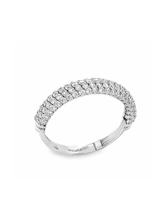 Xryseio Women's White Gold Half Eternity Ring with Zircon 14K